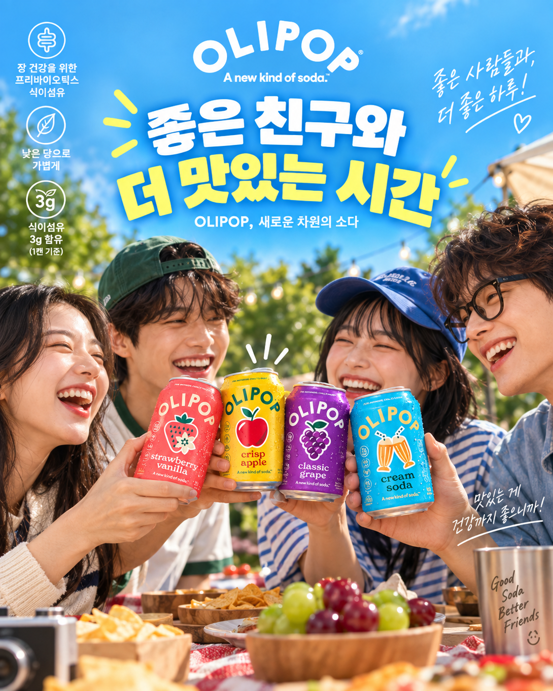 OLIPOP 프리바이오틱 소다 콘셉트 광고